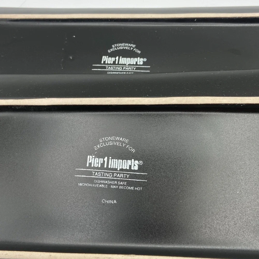 Pier 1 Tasting Party Rectangle Appetizer Tray Platter Plate Red Black Set of Two